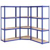 vidaXL Estante 4 prateleiras 3 pcs derivados de madeira/a&ccedil;o azul