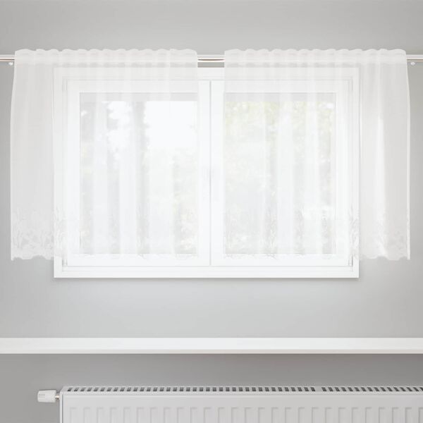 vidaXL Cortina de Renda com cortinas Branco 80 x 150 cm Poli&eacute;ster