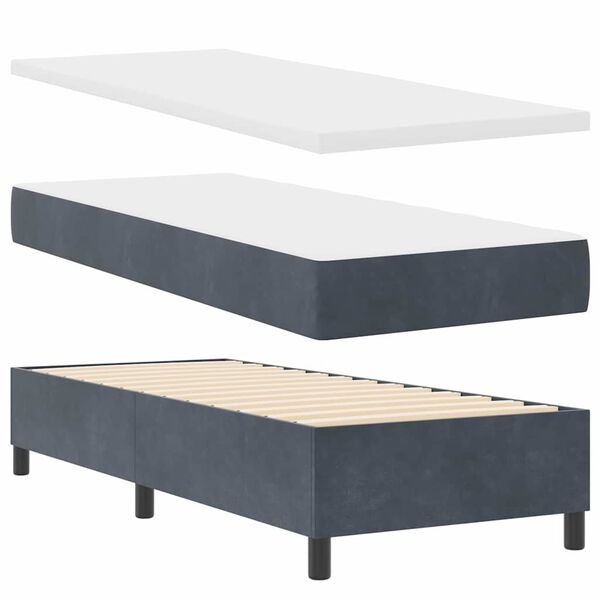 vidaXL Cama Box com colch&atilde;o Cinza Escuro 80 x 200 cm Veludo