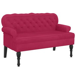 vidaXL Banco com encosto 119,5x64,5x75 cm veludo vermelho tinto