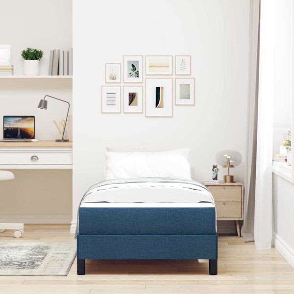 vidaXL Cama Box com colch&atilde;o Azul 90 x 190 cm tecido