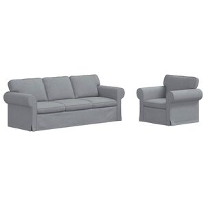 vidaXL Conjunto de Sof&aacute;s 2 pcs Cinzento-claro 215 x 82 x 80 cm tecido