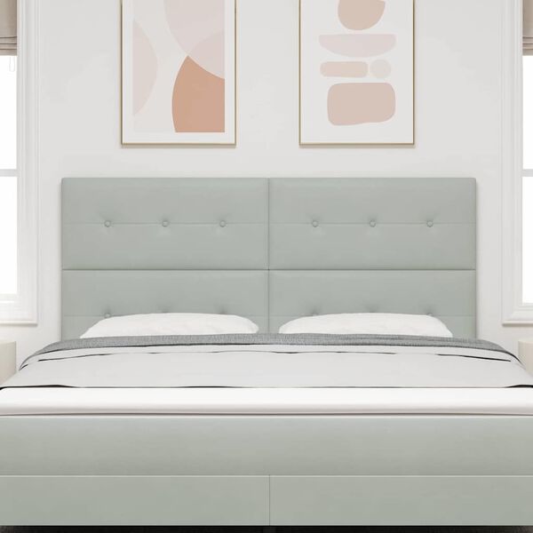 vidaXL Cabeceira LED com cabeceira Cinzento-claro 180 cm Poli&eacute;ster