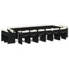 vidaXL 17 pcs conjunto de jantar p/ jardim c/ almofad&otilde;es vime PE preto