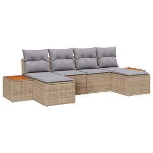 vidaXL Conjunto de Sof&aacute; de Jardim 6 pcs Bege e Cinza Claro
