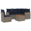 vidaXL Conjunto de sof&aacute; de jardim com 6 pe&ccedil;as e almofadas em rattan sint&eacute;tico cinza