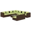 vidaXL 10 pcs conjunto lounge jardim c/ almofad&otilde;es vime PE castanho