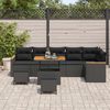 vidaXL Conjunto de Sof&aacute; de Jardim com almofada Preto Rattan Sint&eacute;tico