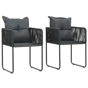 vidaXL Cadeiras de exterior 2 pcs c/ almofad&otilde;es vime PE preto