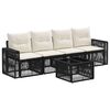 vidaXL Conjunto de Sof&aacute; de Jardim 5 unid. Preto e Branco Creme vime PE