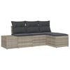 vidaXL Conjunto de Sof&aacute; de Jardim 4 unid. Cinzento-claro vime PE
