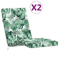 vidaXL Almofadões p/ cadeira de terraço 2 pcs tecido oxford folhas