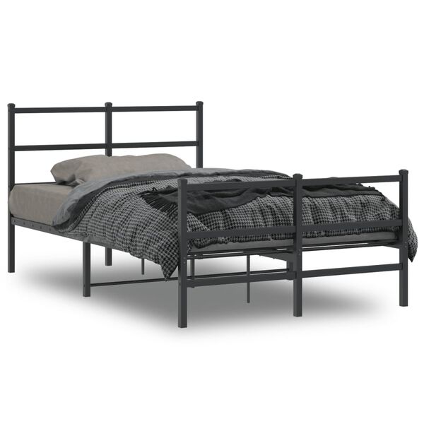 vidaXL Estrutura de cama com cabeceira e p&eacute;s 120x190 cm metal preto