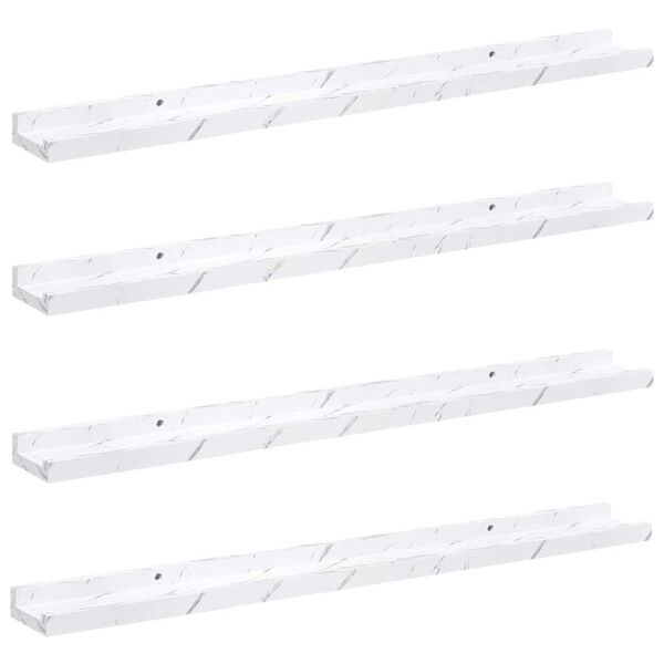 vidaXL Prateleira de Parede 4 pcs M&aacute;rmore Branco 80 x 9 x 3 cm