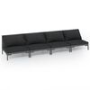 vidaXL 4 pcs conj. lounge jardim c/ almofad&otilde;es vime PE cinza-escuro