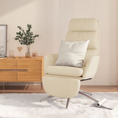 vidaXL Cadeira de descanso com apoio de pés tecido branco nata