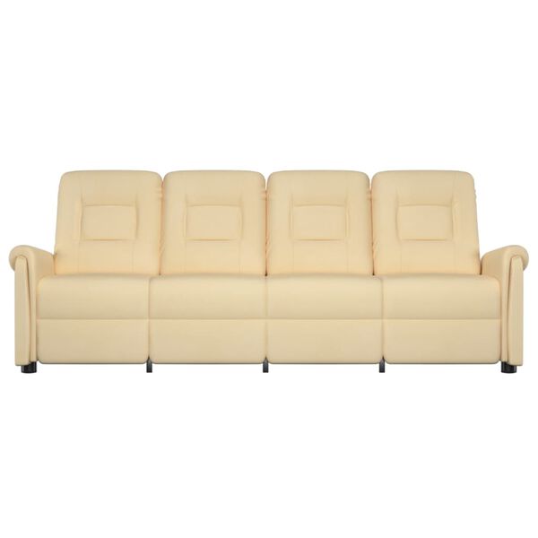 vidaXL Poltrona massagens 4 lug. reclinável tecido microfibra creme