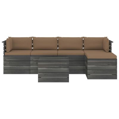 vidaXL 6 pcs conjunto lounge de paletes com almofadões pinho maciço
