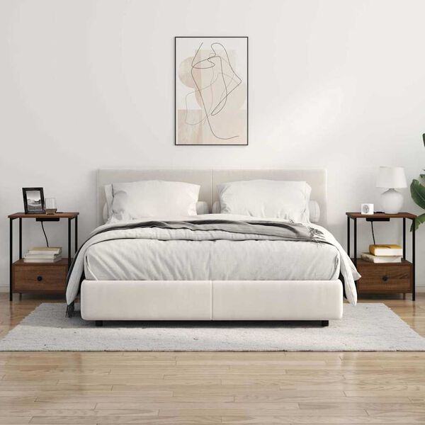 vidaXL Arm&aacute;rio de Cabeceira com gaveta Carvalho Marrom 42 x 41 x 56 cm