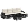 vidaXL Conjunto de Sof&aacute; de Jardim 6 unid. Preto e Branco Creme vime PE