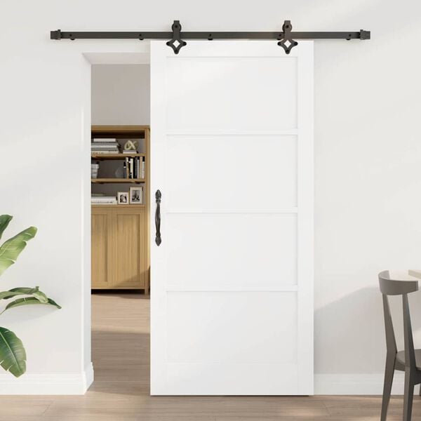 vidaXL Porta Deslizante Branco e Preto 93 x 202 cm