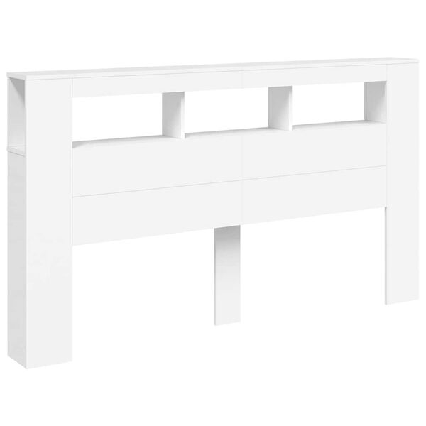 vidaXL Cabeceira cama c/ LEDs 180x18,5x103,5 cm deriv. madeira branco