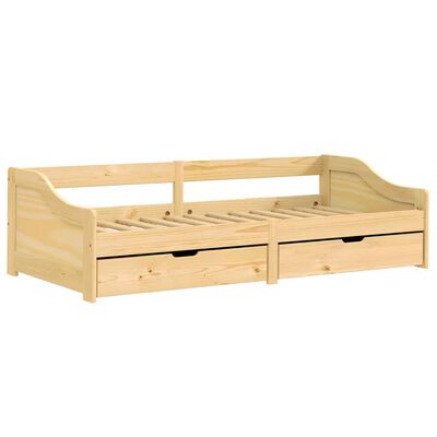 vidaXL Sofá-cama com 2 gavetas 90x200 cm madeira de pinho maciça IRUN
