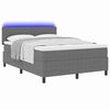 vidaXL Cama Box Spring LED Cinza Claro e Branco 140 x 200 cm