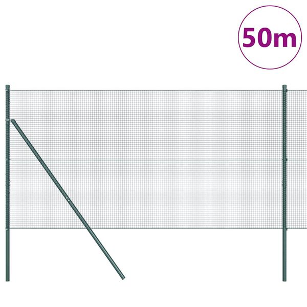 vidaXL Poste de Cerca Verde 50 x 1 m (malha de 16 x 16 mm) A&ccedil;o e PVC