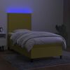 vidaXL Cama box spring c/ colch&atilde;o e LED 100x200 cm tecido verde