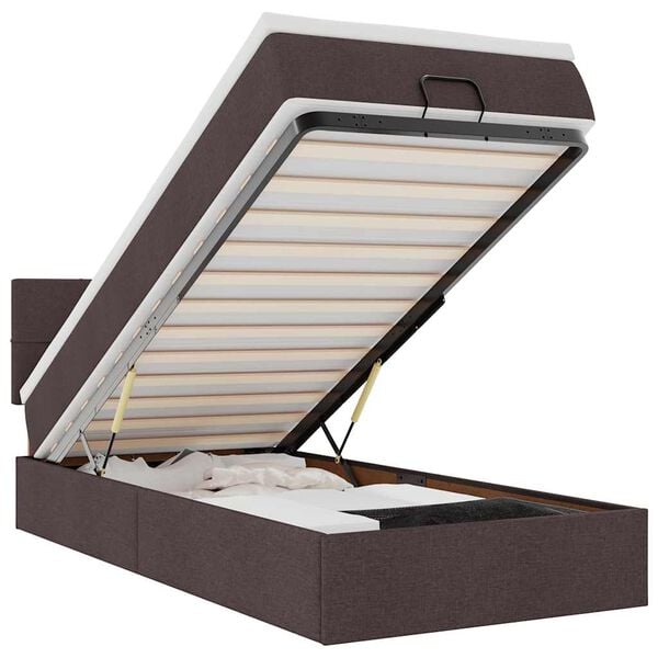vidaXL Estrutura cama otomana colch&atilde;o 80x200 cm tecido castanho escuro