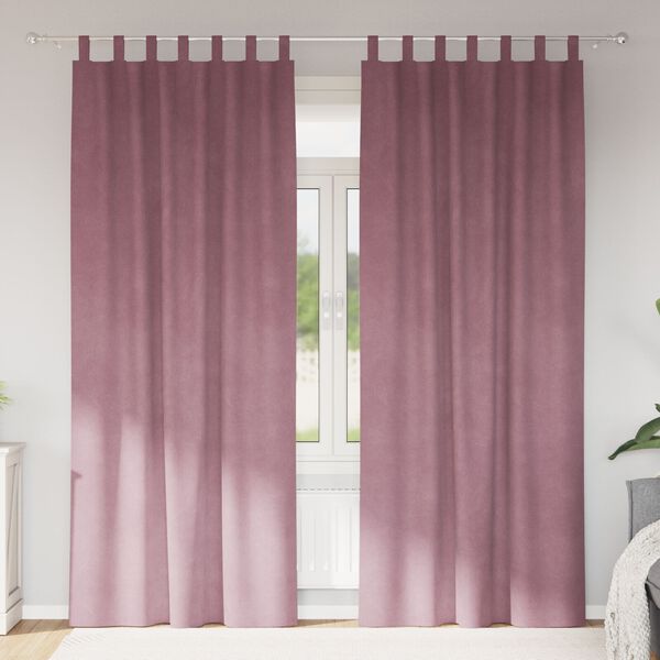 vidaXL Cortinas opacas 2 pcs Rosa Escuro 140 x 260 cm Veludo