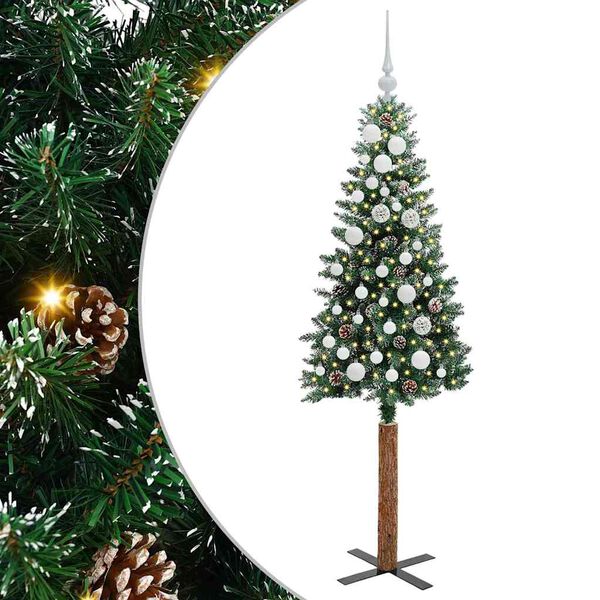 vidaXL &Aacute;rvore de Natal Slim com 150 LEDs com suporte Verde 150 cm