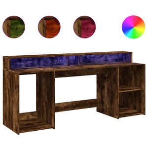 vidaXL Secret&aacute;ria luzes LED 200x55x91cm deriv. madeira carvalho fumado