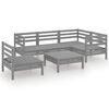 vidaXL 6 pcs conjunto lounge de jardim pinho maci&ccedil;o cinzento