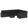 vidaXL 10 pcs conjunto sof&aacute;s de jardim c/ almofad&otilde;es vime PE preto