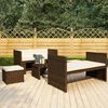 vidaXL 5 pcs conjunto lounge jardim c/ almofad&otilde;es vime PE castanho