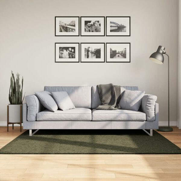 vidaXL Tapete pelo curto macio lav&aacute;vel HUARTE 120x170cm verde-floresta