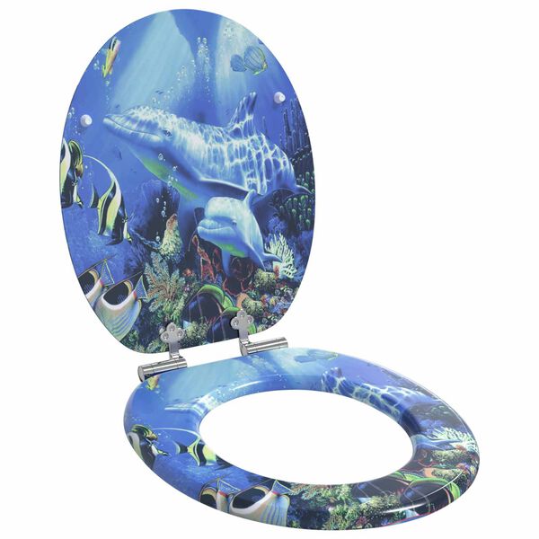 vidaXL Assento de Sanit&aacute;rio com Fechamento Suave Azul 44 x 38 cm