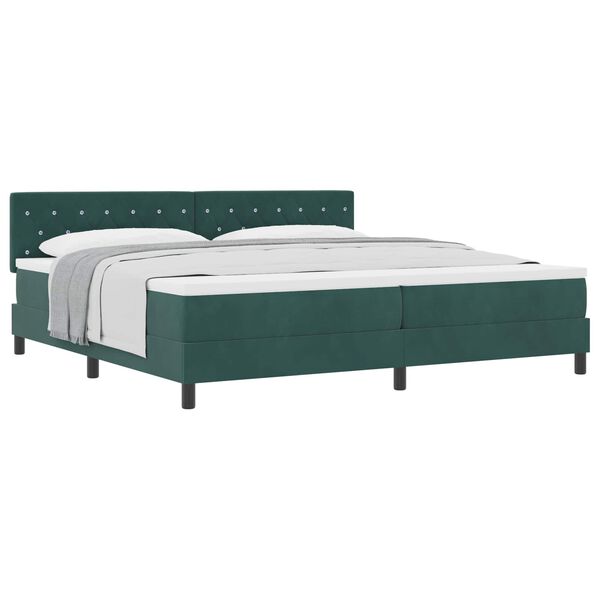 vidaXL Cama Box com colch&atilde;o Verde Escuro 200 x 200 cm Veludo