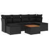 vidaXL 7 pcs conjunto de sof&aacute;s p/ jardim c/ almofad&otilde;es vime PE preto