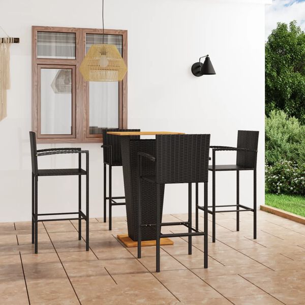 vidaXL 5 pcs conjunto de bar para jardim preto