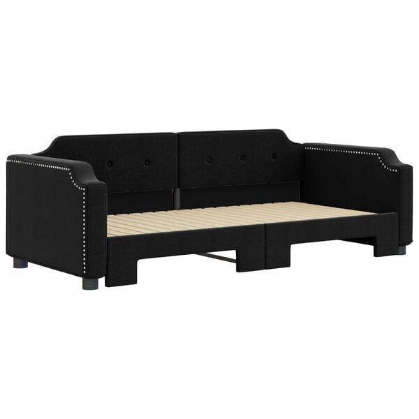vidaXL Sof&aacute;-cama com gavet&atilde;o 90x190 cm tecido preto