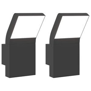 vidaXL Candeeiros parede LED p/ exterior 2 pcs alum&iacute;nio fundido preto