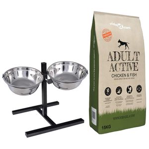 vidaXL Suporte de Alimenta&ccedil;&atilde;o e Tigela com Comida para Cachorro