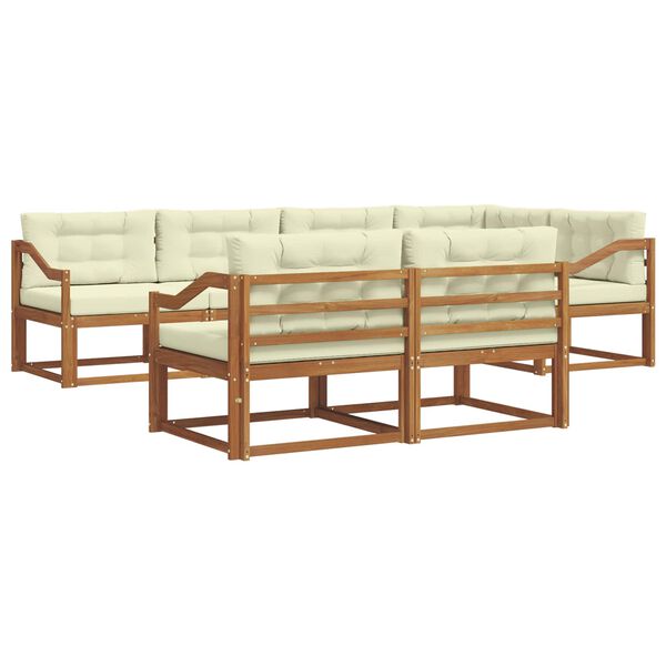 vidaXL Conjunto de Sof&aacute;s para Exterior 7 pcs Natural e Creme