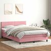 vidaXL Cama com molas/colch&atilde;o 160x220 cm veludo rosa