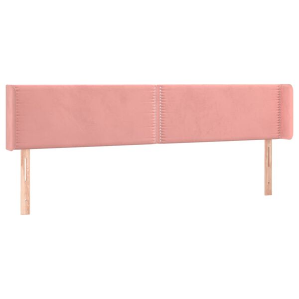 vidaXL Cabeceira de cama c/ abas veludo 203x16x78/88 cm rosa