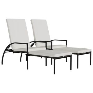 vidaXL Espregui&ccedil;adeiras com apoios de p&eacute;s 2 pcs vime PE castanho