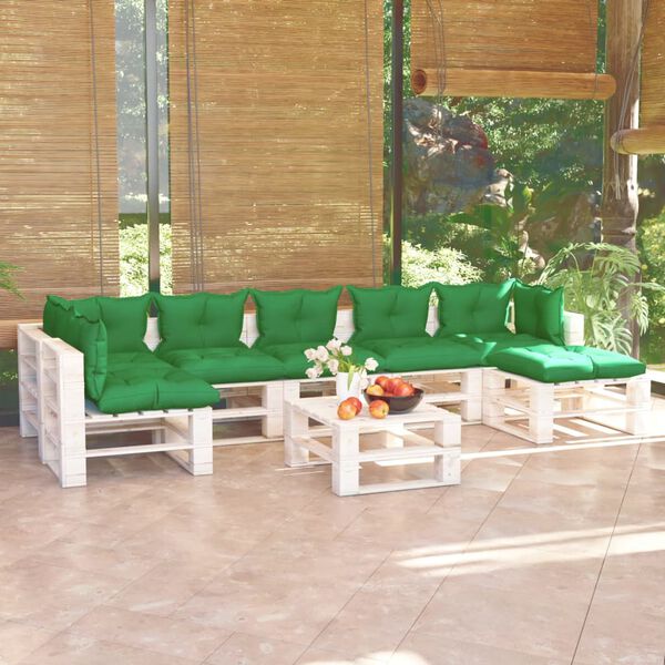 vidaxL Conjunto lounge de paletes p/ jardim 8 pcs c/ almofad&otilde;es pinho